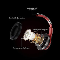 Lenovo Hd200 17Cm Bluetooth Wireless Over Ear Headphone, Black/Red