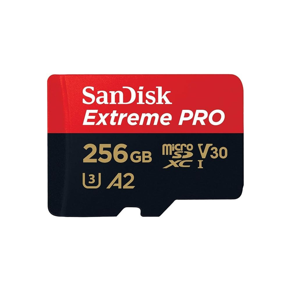 Sandisk 256GB Extreme Pro MicroSD Uhs I Card For 4K Video On Smartphones, Action Cams And Drones 200Mb/s Read, 140Mb/s Write, SDSQXCD 256G GN6MA, Red/Black