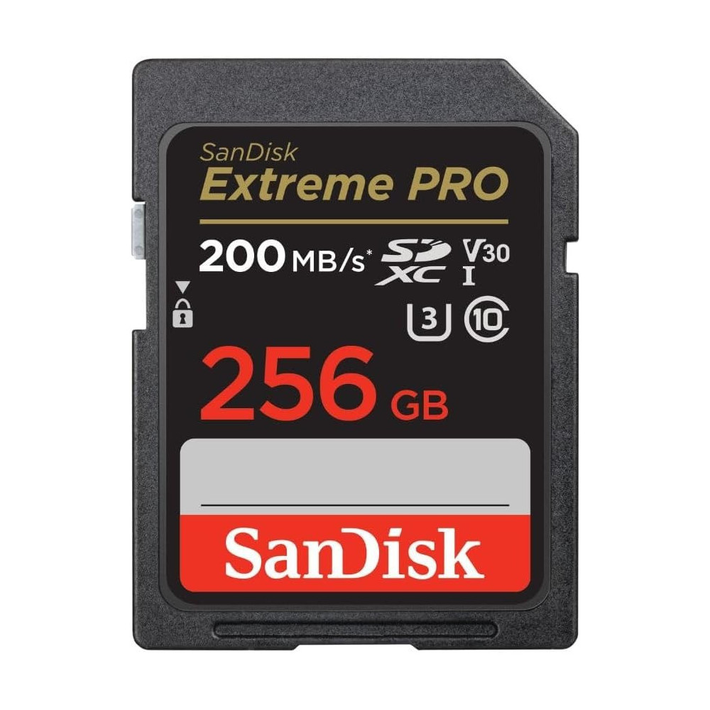 Sandisk 256GB Extreme Pro Sdxc Card Plus RescuePRO Deluxe, Up To 200Mb/s, Uhs I, Class 10, U3, V30, SDSDXXD 256G GN4IN, Black