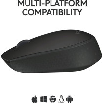 Logitech M171 Wireless Mouse For Pc, Mac, Laptop, 2.4 Ghz, Optical Tracking, 12-Months Battery Life, Ambidextrous, Black