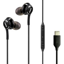 Samsung Akg Earbuds Original USB Type C In-Ear Earbud Headphones With Remote And Mic For Galaxy A53 5G, S22, S21 Fe, S20 Ultra, Note 10, Note 10Plus, S10 Plus, Braided, Includes Velvet Pouch, Black