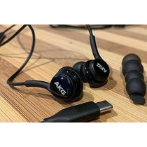 Samsung Akg Earbuds Original USB Type C In-Ear Earbud Headphones With Remote And Mic For Galaxy A53 5G, S22, S21 Fe, S20 Ultra, Note 10, Note 10Plus, S10 Plus, Braided, Includes Velvet Pouch, Black