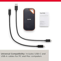 Sandisk Extreme Pro 4TB Portable NVMe SSD, USB C, Up To 2000Mb/s, Ruggedised And Water Resistant, SDSSDE81 4T00 G25, Black