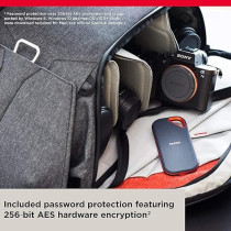 Sandisk Extreme Pro 4TB Portable NVMe SSD, USB C, Up To 2000Mb/s, Ruggedised And Water Resistant, SDSSDE81 4T00 G25, Black