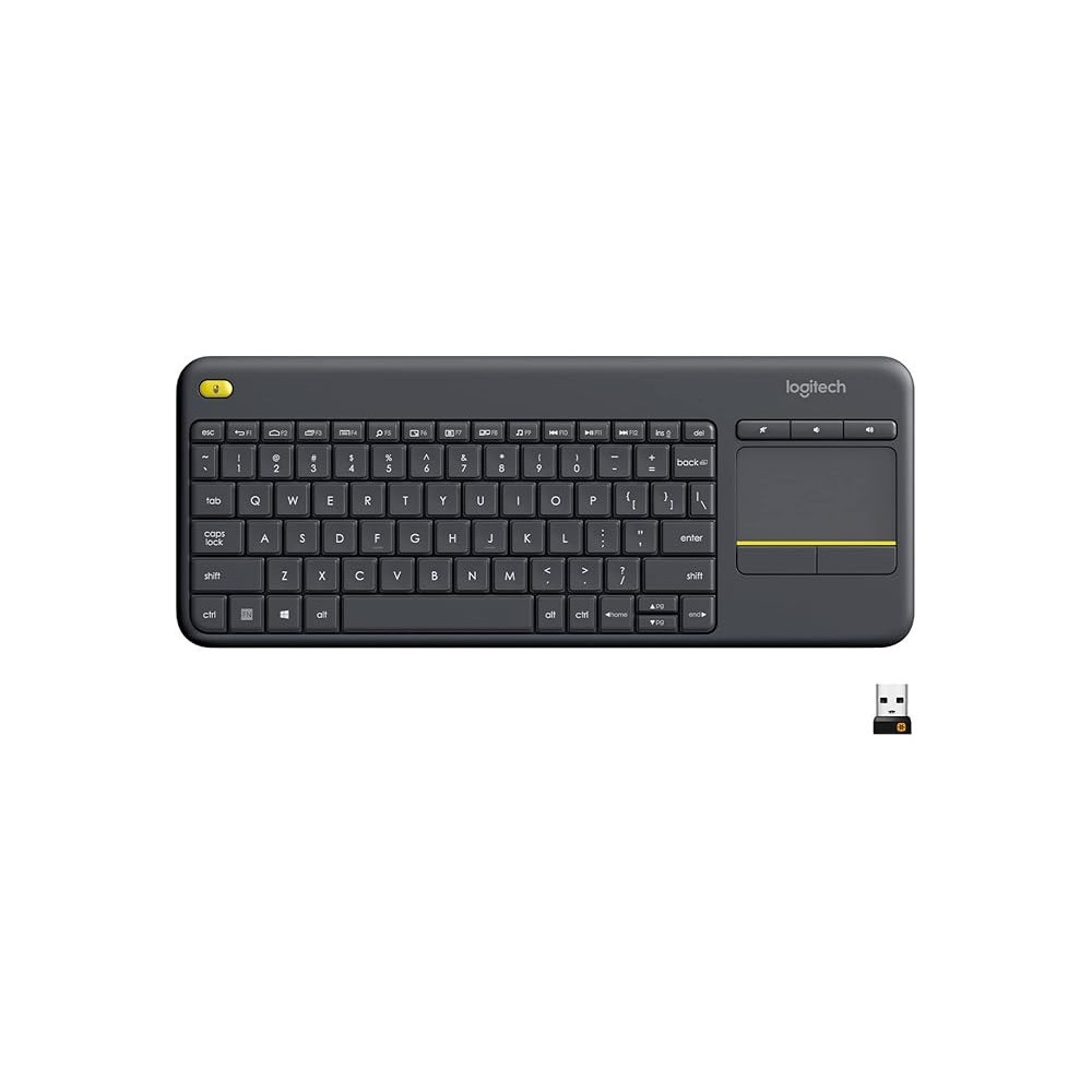 Logitech K400 Plus Wireless Livingroom Keyboard With Touchpad For Home Theatre Pc Connected To Tv, Customizable Multi-Media Keys, Windows, Android, Laptop/Tablet, English Layout, Black