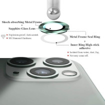 Samsung Camera Lens Protector Metal Frame Ultra-Thin High Definition 9H Hardness Anti-Scratch For iPhone 13 Pro Max, Midnight Green