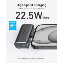 Anker Nano Power Bank With Built-In Foldable USB-C Connector, 5000mAh Portable Charger 22.5W, For iPhone 15/15 Plus/15 Pro/15 Pro Max, Samsung S22/23 Series, Huawei, Ipad Pro/Air, Airpods And More