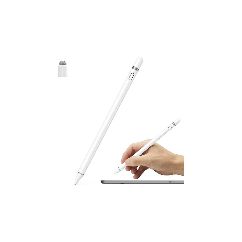 Kecow Active Stylus Pen White/Black 1.45Mm Fine Tip For iPad Apple iPhone Samsung Tablets, On iOS And Android Capacitive Touchscreen, Take-Note Hand-Written Draw No Lags Skipping,Rechargeable