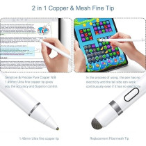 Kecow Active Stylus Pen White/Black 1.45Mm Fine Tip For iPad Apple iPhone Samsung Tablets, On iOS And Android Capacitive Touchscreen, Take-Note Hand-Written Draw No Lags Skipping,Rechargeable