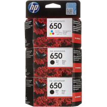 HP Cz101+102Ak 650 2 Black Ink Cartridges And 1 Color Ink Cartridge Set