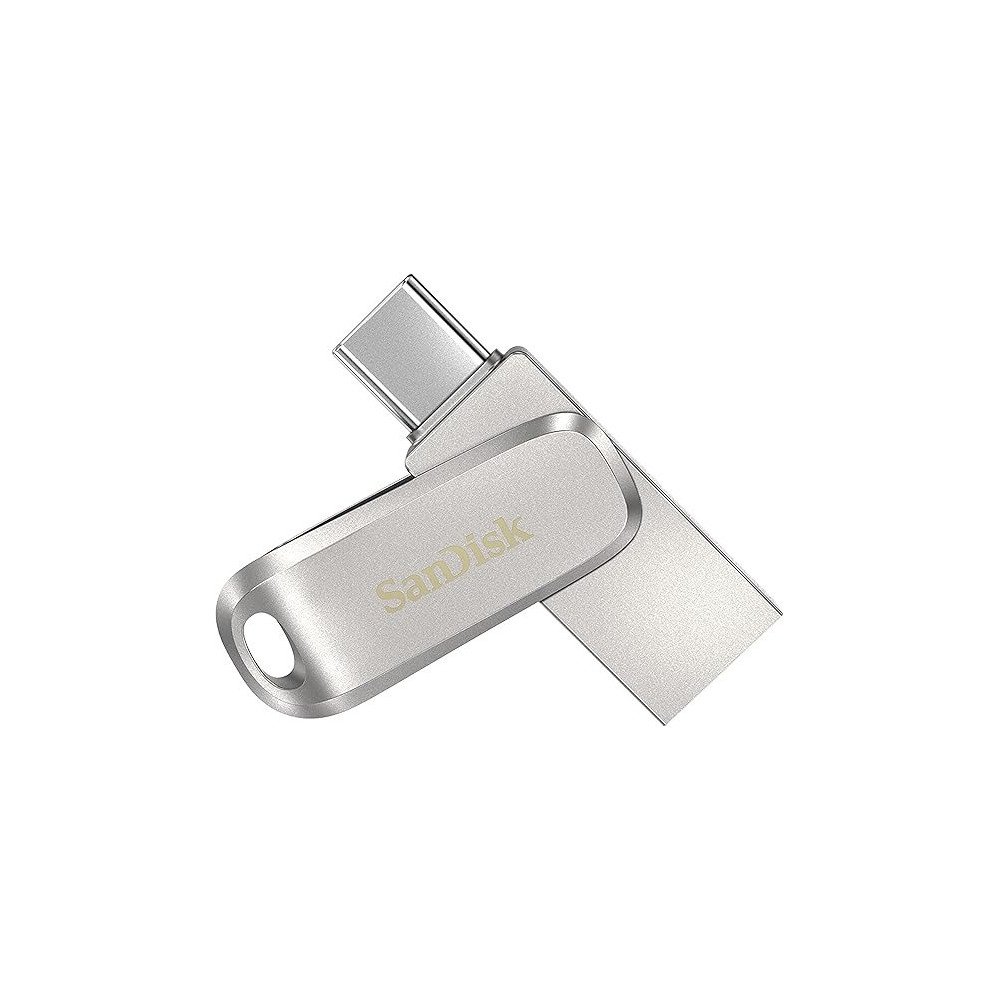 SanDisk Ultra 256GB Dual Drive Luxe Type-C 400MB/s USB 3.2 Gen 1, Silver, SDDDC4-256G-G46, Silver/Grey