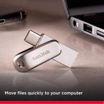 SanDisk Ultra 256GB Dual Drive Luxe Type-C 400MB/s USB 3.2 Gen 1, Silver, SDDDC4-256G-G46, Silver/Grey