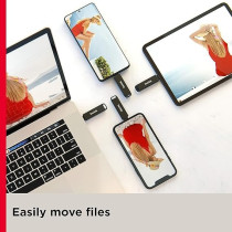 SanDisk Ixpand Flash Drive Luxe 128GB 2-In-1 Lightning And USB Type-C Connectors For Your Iphone And Ipad, Grey,SDIX70N-128G-GN6NE