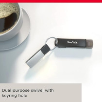 SanDisk Ixpand Flash Drive Luxe 128GB 2-In-1 Lightning And USB Type-C Connectors For Your Iphone And Ipad, Grey,SDIX70N-128G-GN6NE