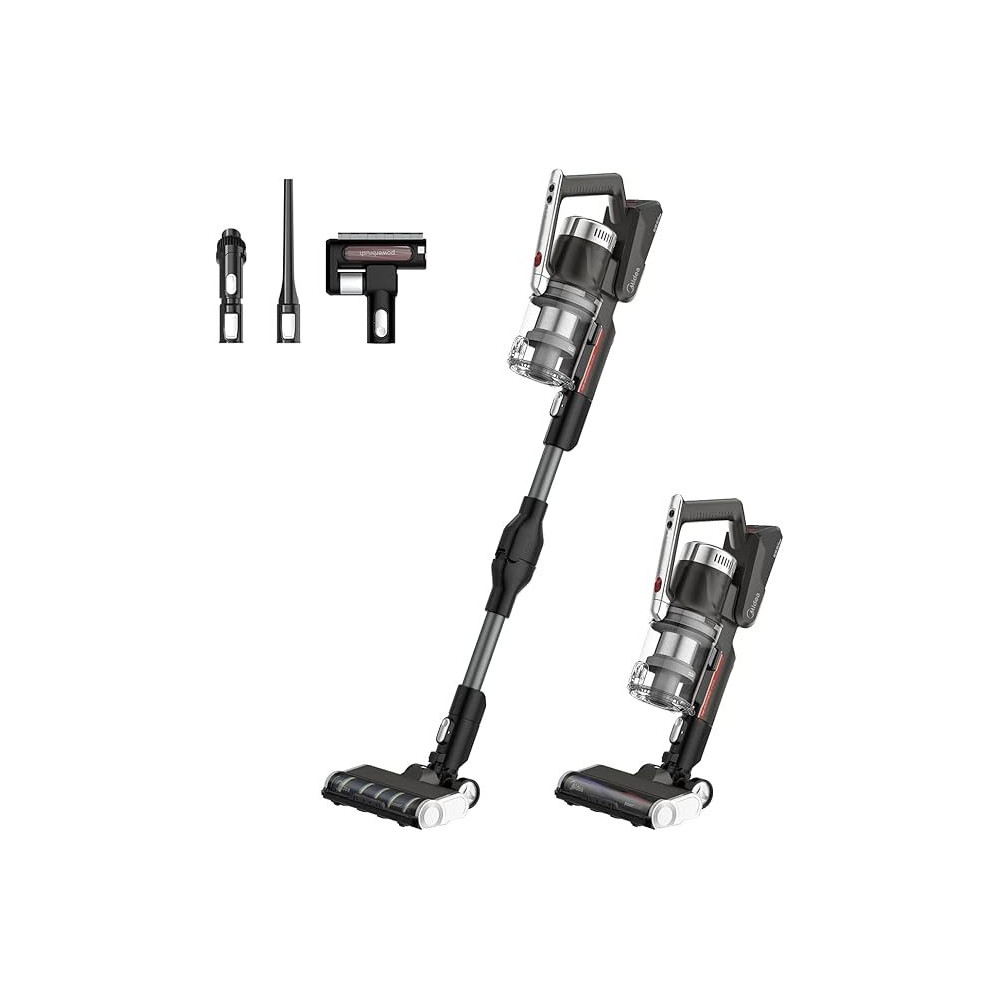 Midea Cordless Stick Vacuum Cleaner with 450W Powerful BLDC Motor for High Suction Power, 70 Minutes Run Time, Light Weight, One Button Flexible Bend, Motorized Brush for Hard Floor And Carpets, P7FLEX, Black/Grey, 1 Year Warranty