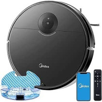 Midea I5C Robot Vacuum Cleaner, 4000Pa Strong Suction with BLDC Motor, Sweep and Wet Mopping, 3 Level to Choose, Wi-Fi App And Voice Control with Msmartlife, Several Cleaning Modes, 2600mah Battery, Black, 1 Year Warranty