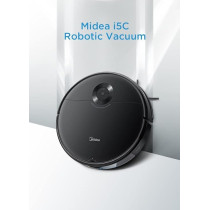 Midea I5C Robot Vacuum Cleaner, 4000Pa Strong Suction with BLDC Motor, Sweep and Wet Mopping, 3 Level to Choose, Wi-Fi App And Voice Control with Msmartlife, Several Cleaning Modes, 2600mah Battery, Black, 1 Year Warranty