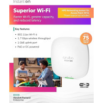 Aruba a Hewlett Packard Enterprise company Instant On AP22 802.11ax 2x2 Wi-Fi 6 Wireless Access Point US Model Power Source not Included (R4W01A), Power Adapter Not Included, White