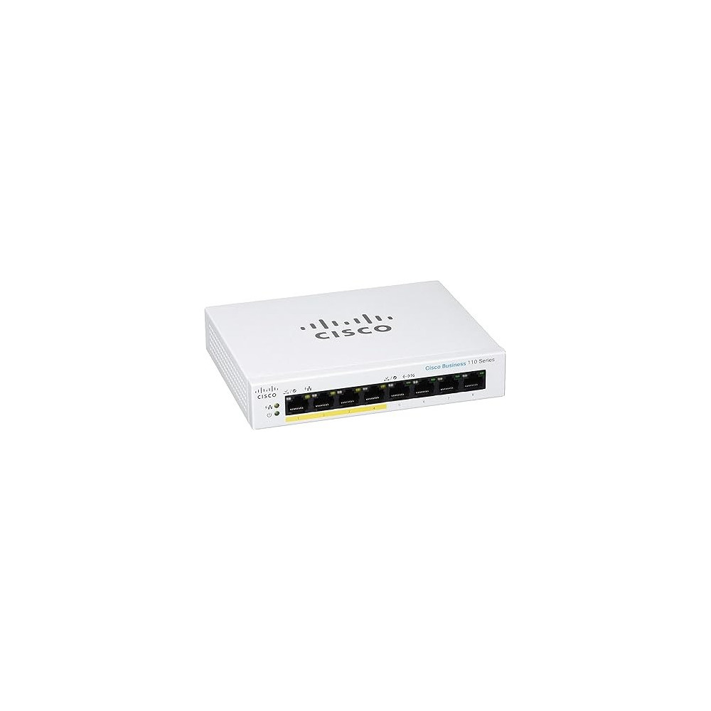 Cisco Business Unmanaged Switch 8 Port GE Partial PoE Desktop Ext PS, Limited Lifetime Protection, CBS110-8PP-D, White