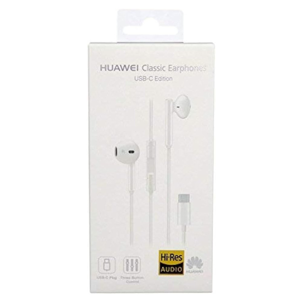 Huawei Original Type-C Mate Honor 9 Plus CM33 Stereo Microphone Earphones, White