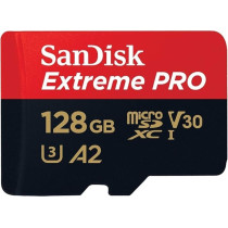 Sandisk 128 GB Extreme Pro Micro SD UHS I Card, Red/Black