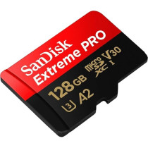Sandisk 128 GB Extreme Pro Micro SD UHS I Card, Red/Black