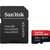 Sandisk 128 GB Extreme Pro Micro SD UHS I Card, Red/Black