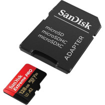 Sandisk 128 GB Extreme Pro Micro SD UHS I Card, Red/Black