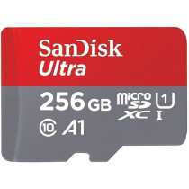 Sandisk 256 GB Ultra Micro SD UHS-I/C10 Card With Adapter, Red/Grey