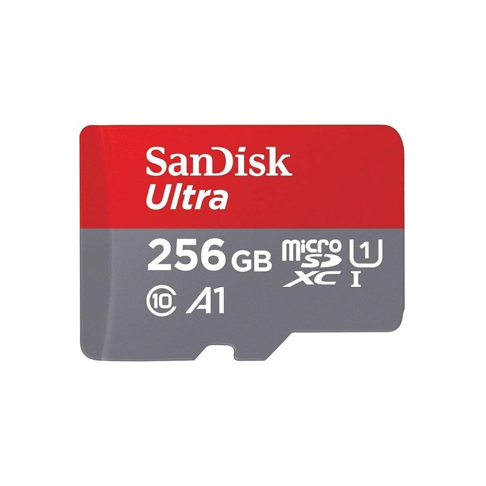 Sandisk 256 GB Ultra Micro SD UHS-I/C10 Card With Adapter, Red/Grey