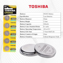 Toshiba Cr2032 3V Lithium Coin Cell Battery, Pack Of 5