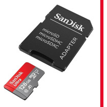 Sandisk 128GB Ultra microSDXC Card Plus SD Adapter Up To 140 Mb/S With A1 App Performance UHS-I Class 10 U1