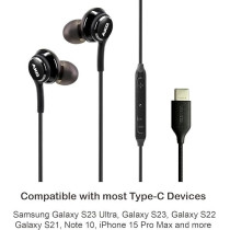 Samung Akg Earbuds For Samsung Galaxy S23 Ultra, Galaxy S23, Galaxy S22, Galaxy S21, Note 10, iPhone 15 Pro Max, Original USB Type C In-Ear Earbud USBc Headphones With Remote And Mic USB-C, Black