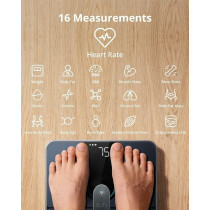 Eufy Smart Scale P2 Pro, Digital Bathroom Scale With Wi-Fi Bluetooth, 16 Measurements Including Weight, Heart Rate, Body Fat, Bmi, Muscle And Bone Mass, 3D Virtual Body Mode, Black