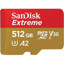 Sandisk 512GB Extreme microSDXC Card Plus SD adapter Plus RescuePRO Deluxe, Up To 190Mb/S, With A2 App Performance, Uhs I, Class 10, U3, V30