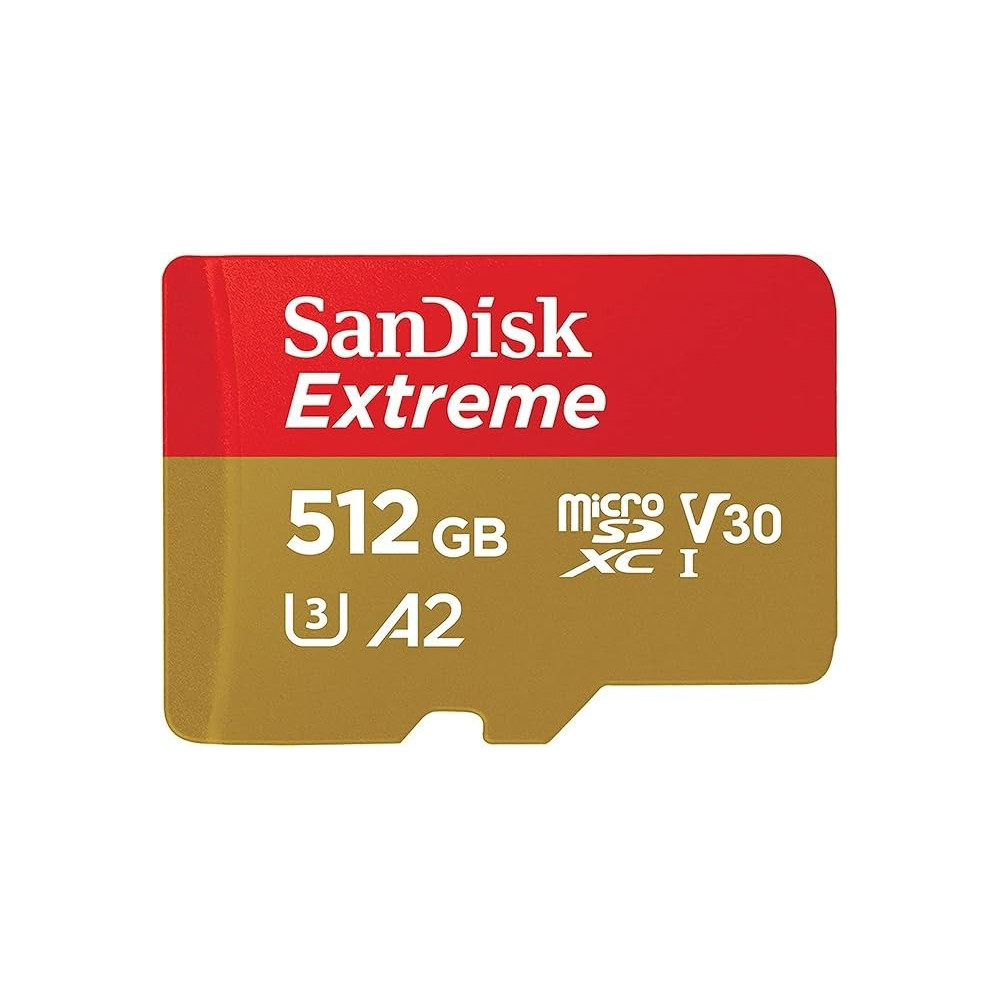 Sandisk 512GB Extreme microSDXC Card Plus SD adapter Plus RescuePRO Deluxe, Up To 190Mb/S, With A2 App Performance, Uhs I, Class 10, U3, V30