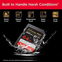 Sandisk 64Gb Extreme Pro SDXC Card Adn Rescuepro Deluxe, Up To 200Mb/S, Uhs I, Class 10, U3, V30 SDSDXXU064GGN4In, Black/Grey