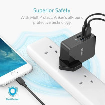 Anker Usb Plug Charger 5.4A/27W 4-Port Usb Charger, Powerport 4 Lite With Interchangeable Uk And Eu Travel Charger, Adapter For Iphone Xs/Xs Max/Xr/X/8, Galaxy S8/Note 3, Ipad Air 2/Mini 3