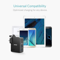 Anker Usb Plug Charger 5.4A/27W 4-Port Usb Charger, Powerport 4 Lite With Interchangeable Uk And Eu Travel Charger, Adapter For Iphone Xs/Xs Max/Xr/X/8, Galaxy S8/Note 3, Ipad Air 2/Mini 3