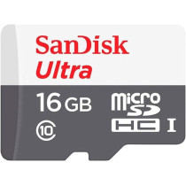 SanDisk 16 GB Ultra Android Class 10 MicroSDHC Memory Card, White/Grey, SDSQUNS-016G-GN3MN