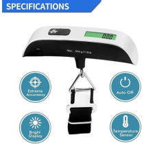 Hztyyier Digital Luggage Scale, LCD Display Portable Handheld Baggage Scale with Hook for Travel, Suitcase or Carry Bag, 110 Pounds