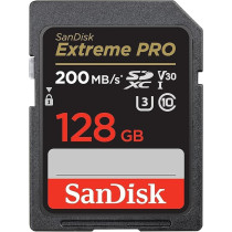 SanDisk 128GB Extreme PRO SDXC Card Plus RescuePRO Deluxe, up To 200MB/s, UHS I, Class 10, U3, V30 SDSDXXD 128G GN4IN, Black
