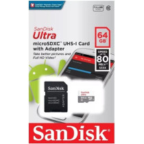 SanDisk 64 GB Class 10 Ultra Android MicroSDHC Memory Card and SD Adapter