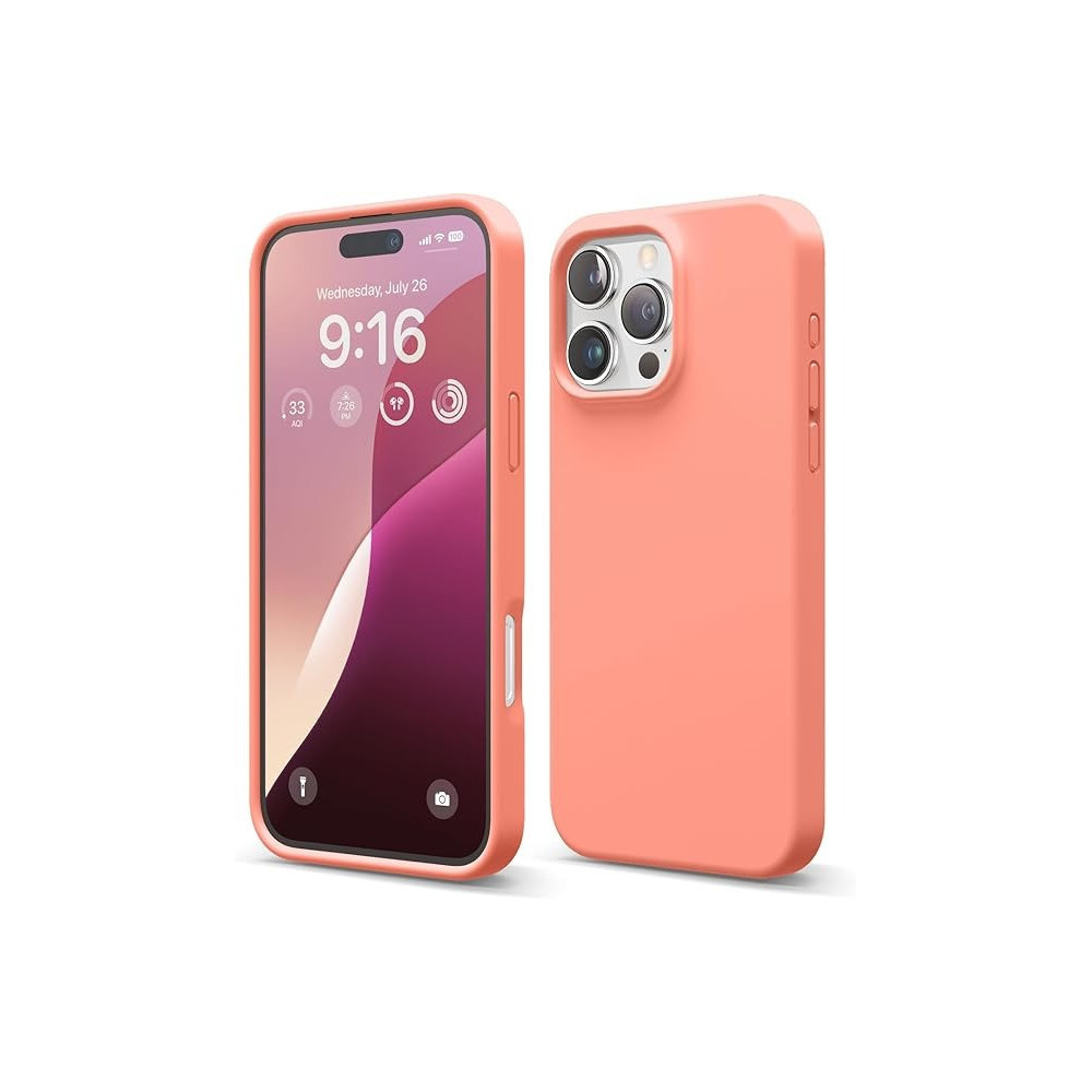 Elago Liquid Silicone For iPhone 16 Pro Max Case Cover Full Body Protection, Shockproof, Slim, Anti-Scratch Soft Microfiber Lining, Pomelo Pink
