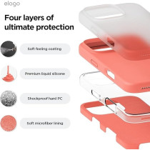 Elago Liquid Silicone For iPhone 16 Pro Max Case Cover Full Body Protection, Shockproof, Slim, Anti-Scratch Soft Microfiber Lining, Pomelo Pink