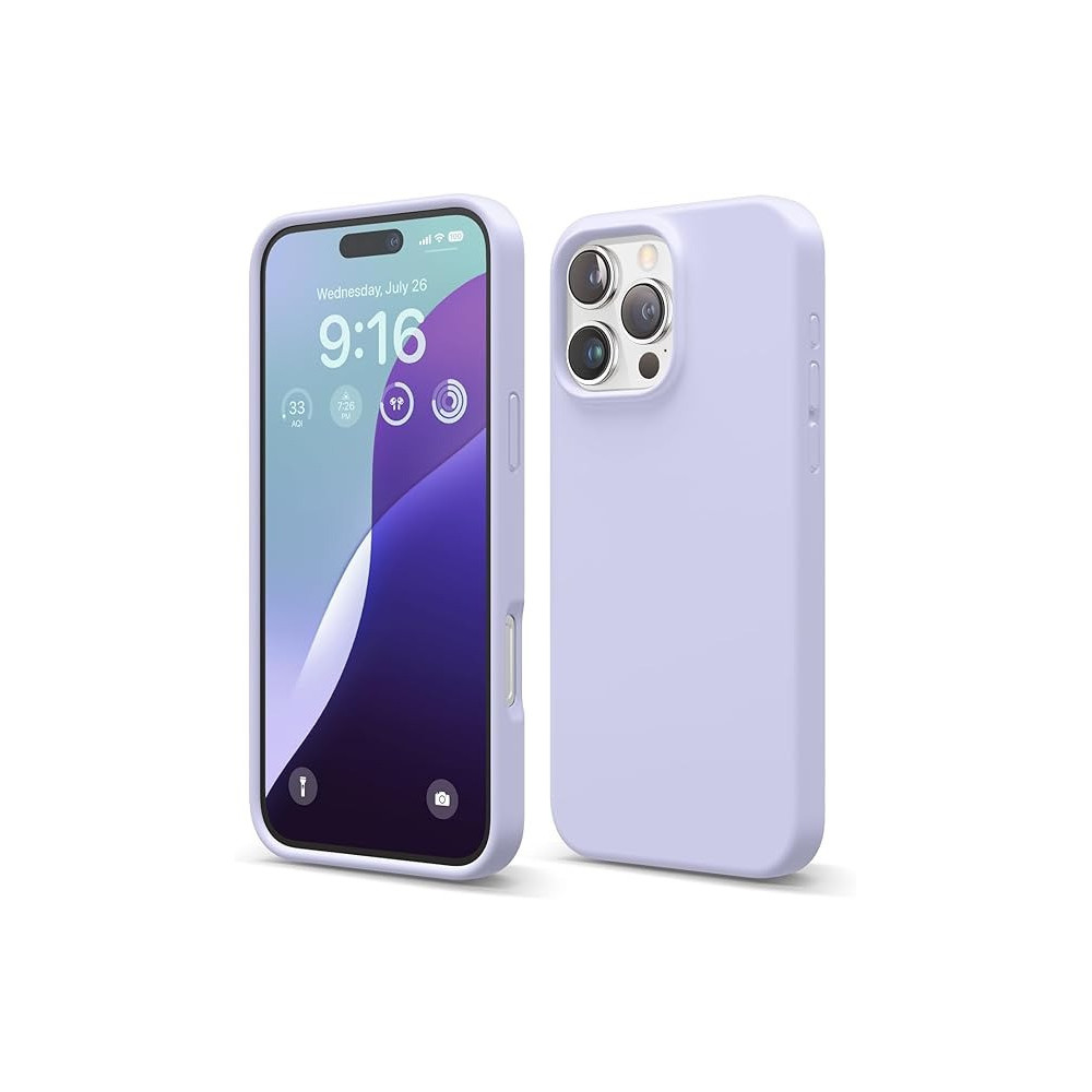 Elago Liquid Silicone For iPhone 16 Pro Max Case Cover Full Body Protection, Shockproof, Slim, Anti-Scratch Soft Microfiber Lining, Purple