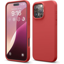 Elago Liquid Silicone For iPhone 16 Pro Max Case Cover Full Body Protection, Shockproof, Slim, Anti-Scratch Soft Microfiber Lining, Red