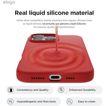 Elago Liquid Silicone For iPhone 16 Pro Max Case Cover Full Body Protection, Shockproof, Slim, Anti-Scratch Soft Microfiber Lining, Red