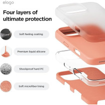 Elago Liquid Silicone For iPhone 16 Pro Max Case Cover Full Body Protection, Shockproof, Slim, Anti-Scratch Soft Microfiber Lining, Salmon