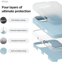 Elago Liquid Silicone For iPhone 16 Pro Max Case Cover Full Body Protection, Shockproof, Slim, Anti-Scratch Soft Microfiber Lining, Sky Blue